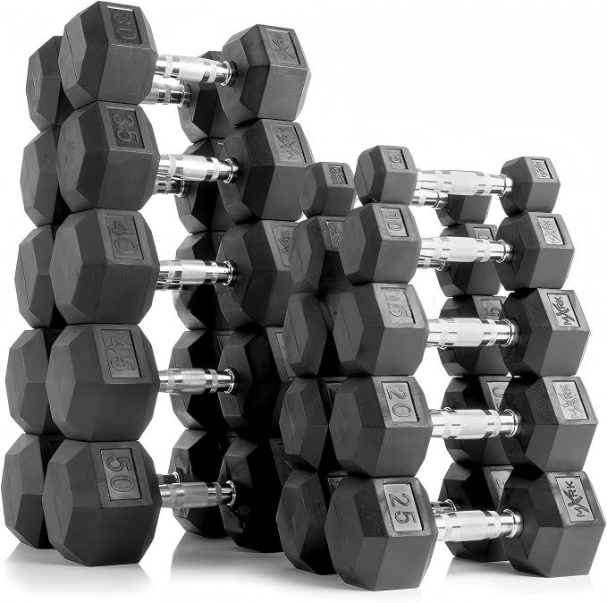 Hex Dumbbell Set - Premium rubber beklede hex dumbbells 5LB-100LB