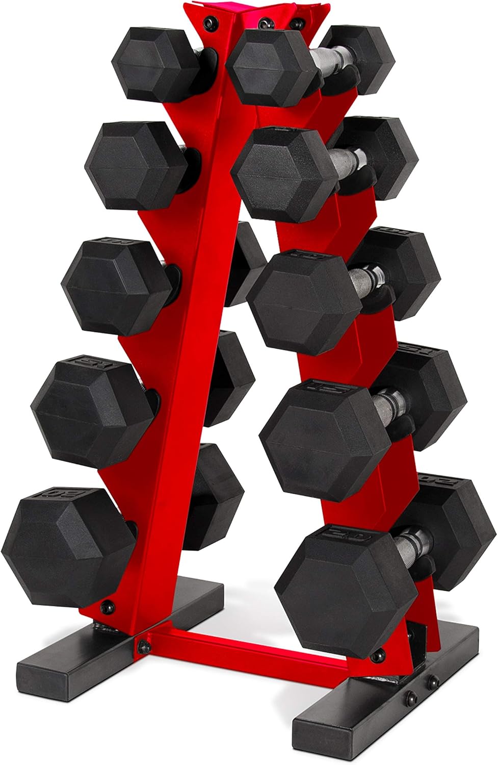 Hex Dumbbell Set - Gecoate Hex Dumbbell Gewichtenset met Verticaal