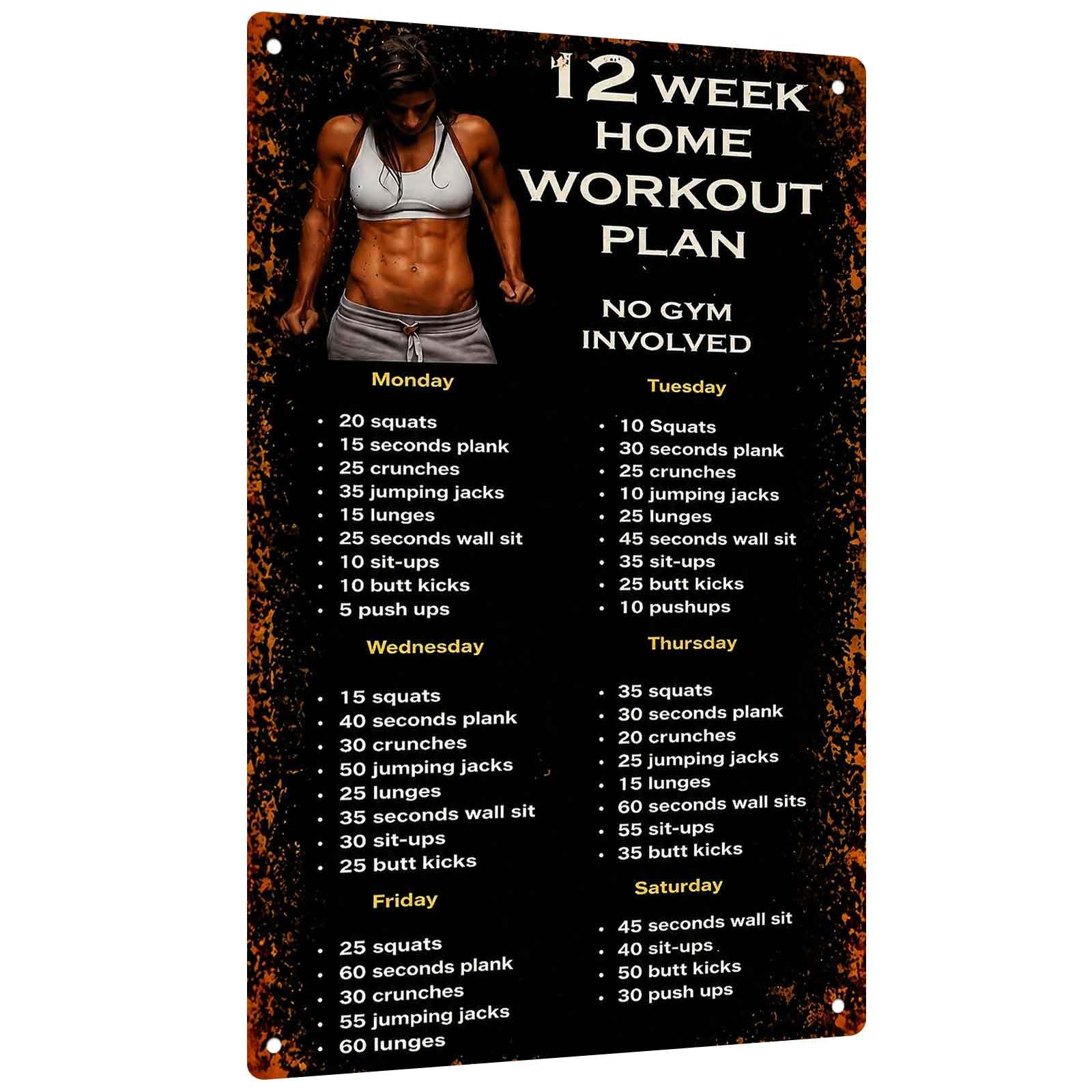 Workout Plan Home Gym - Aluminium bord voor 12-woekers thuisworkoutplan -