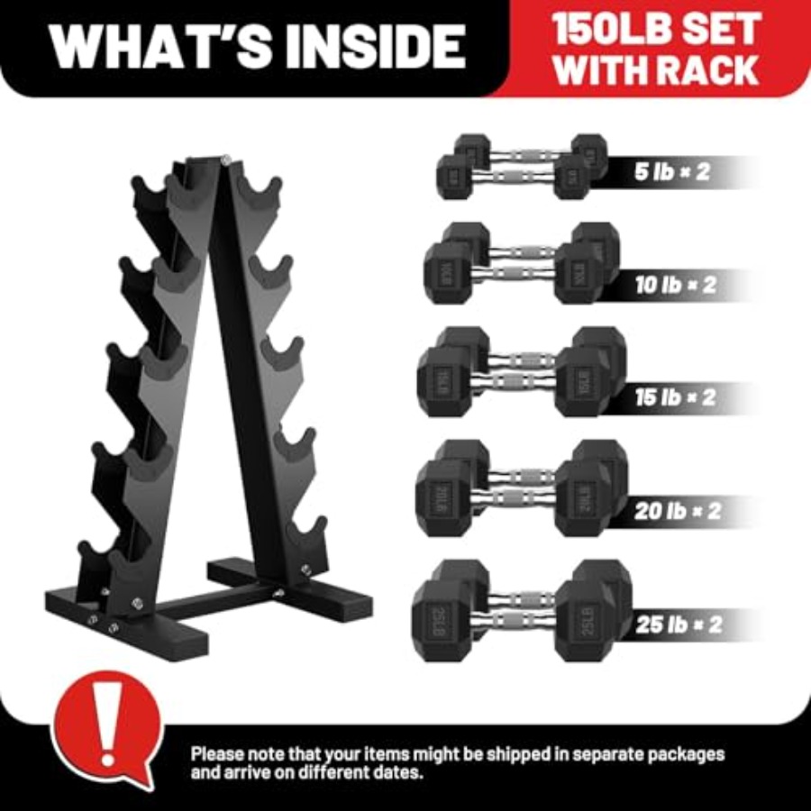 Hex Dumbbell Sets met rek 60-5 - Hex Dumbbell Set recensie en prijs